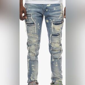 Smoke Rise Heavy Rip & Repair Moto Jeans